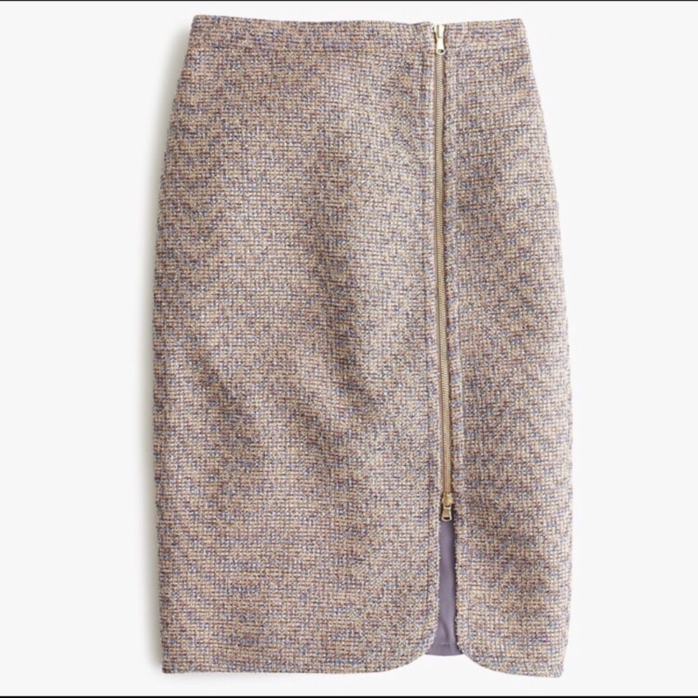 J. Crew Zip-Front Pencil Skirt in Sparkle Tweed